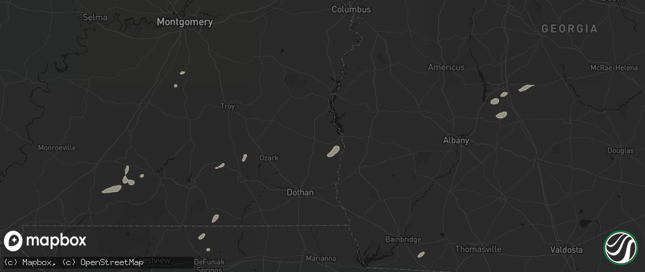 Hail map in Abbeville, AL on July 10, 2026