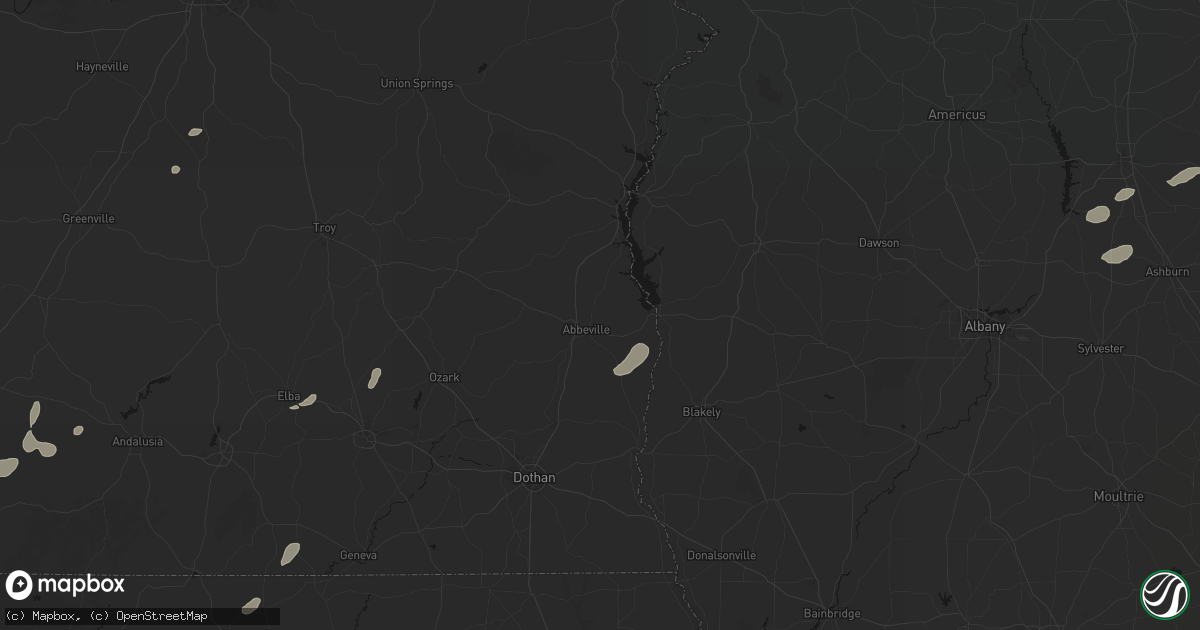 Hail map in Abbeville, AL on July 10, 2026