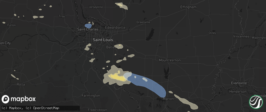 Hail map in Addieville, IL on July 10, 2026