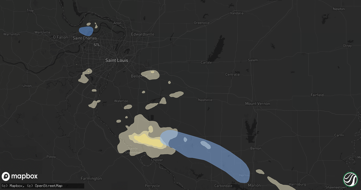Hail map in Addieville, IL on July 10, 2026