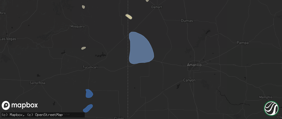 Hail map in Adrian, TX on July 10, 2026