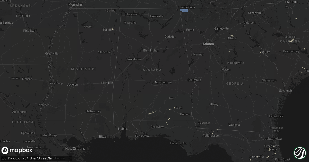 Hail map in Alabama on July 10, 2026