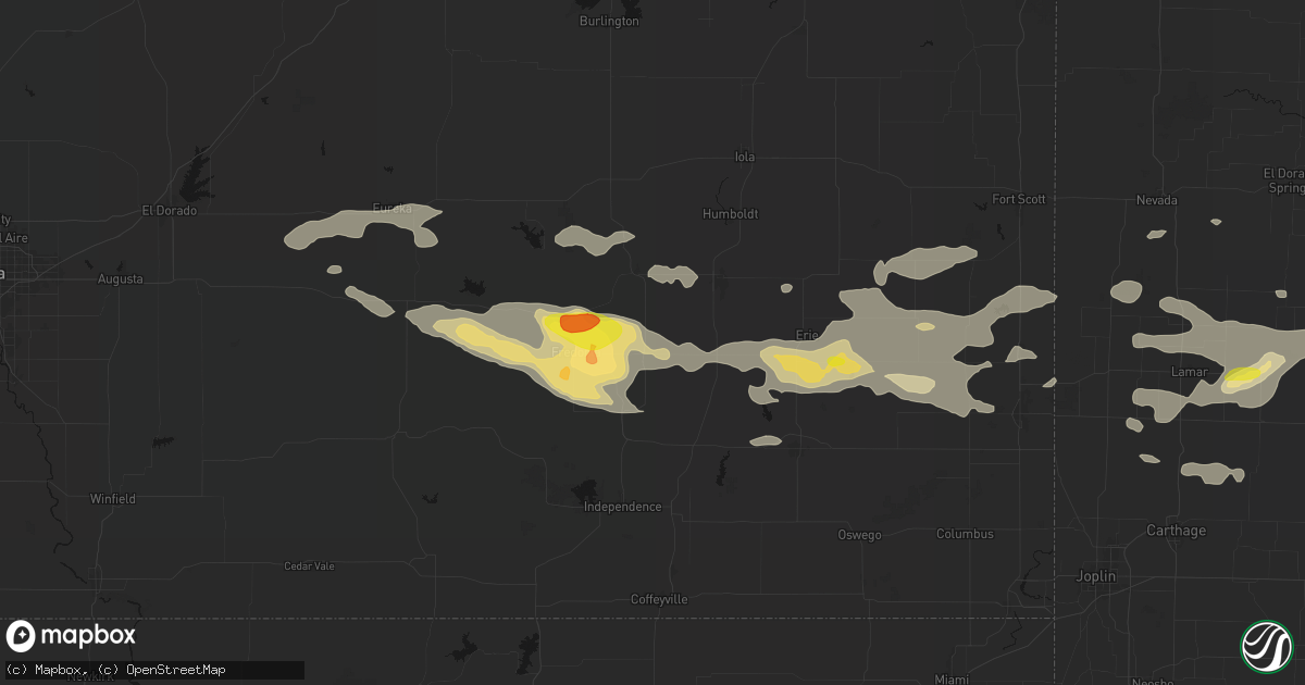 Hail map in Altoona, KS on July 10, 2026