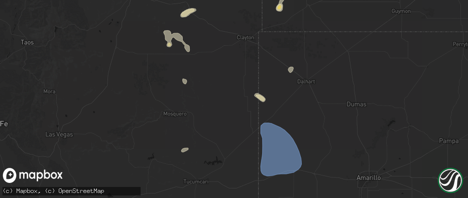 Hail map in Amistad, NM on July 10, 2026