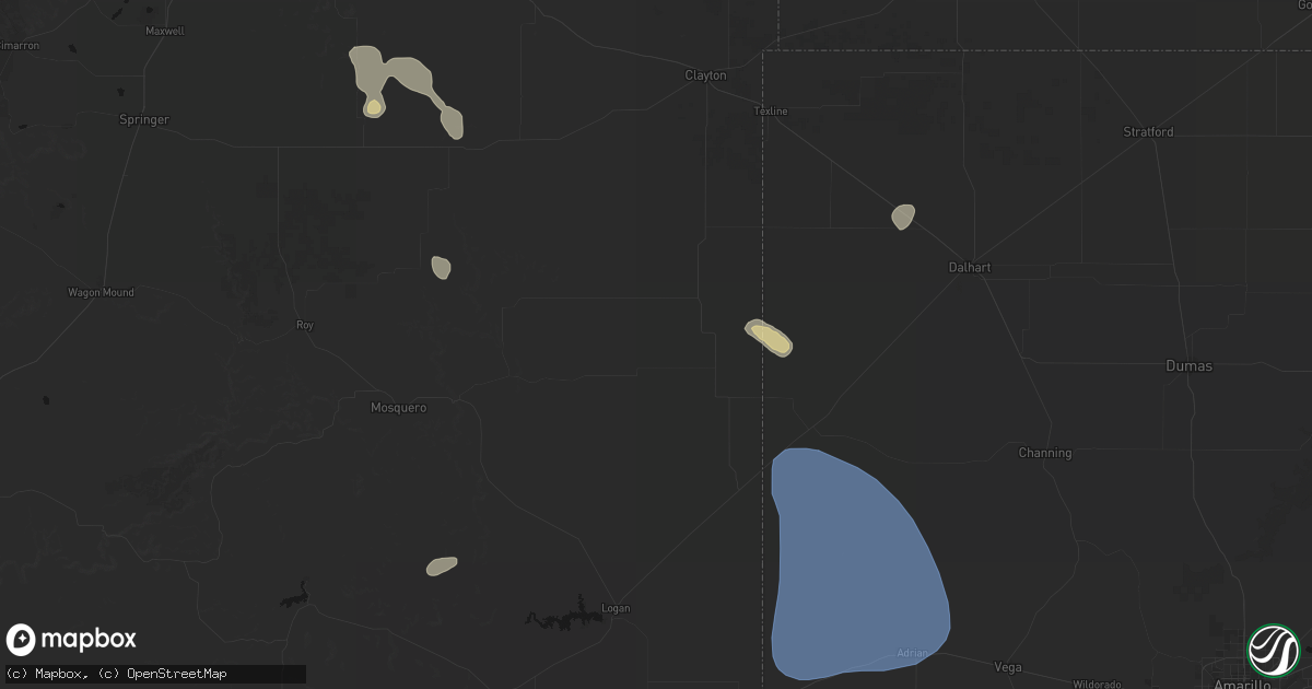 Hail map in Amistad, NM on July 10, 2026
