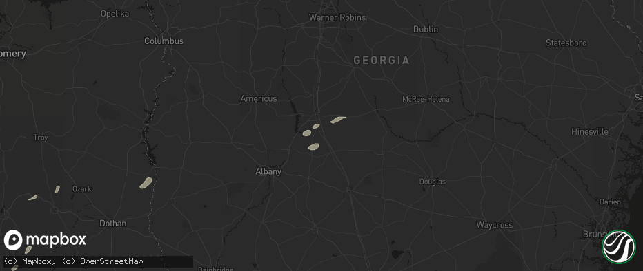 Hail map in Arabi, GA on July 10, 2026