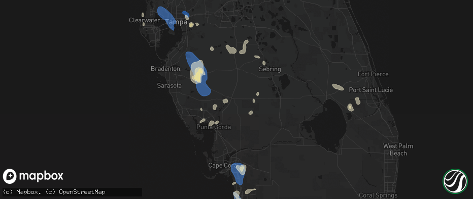 Hail map in Arcadia, FL on July 10, 2026
