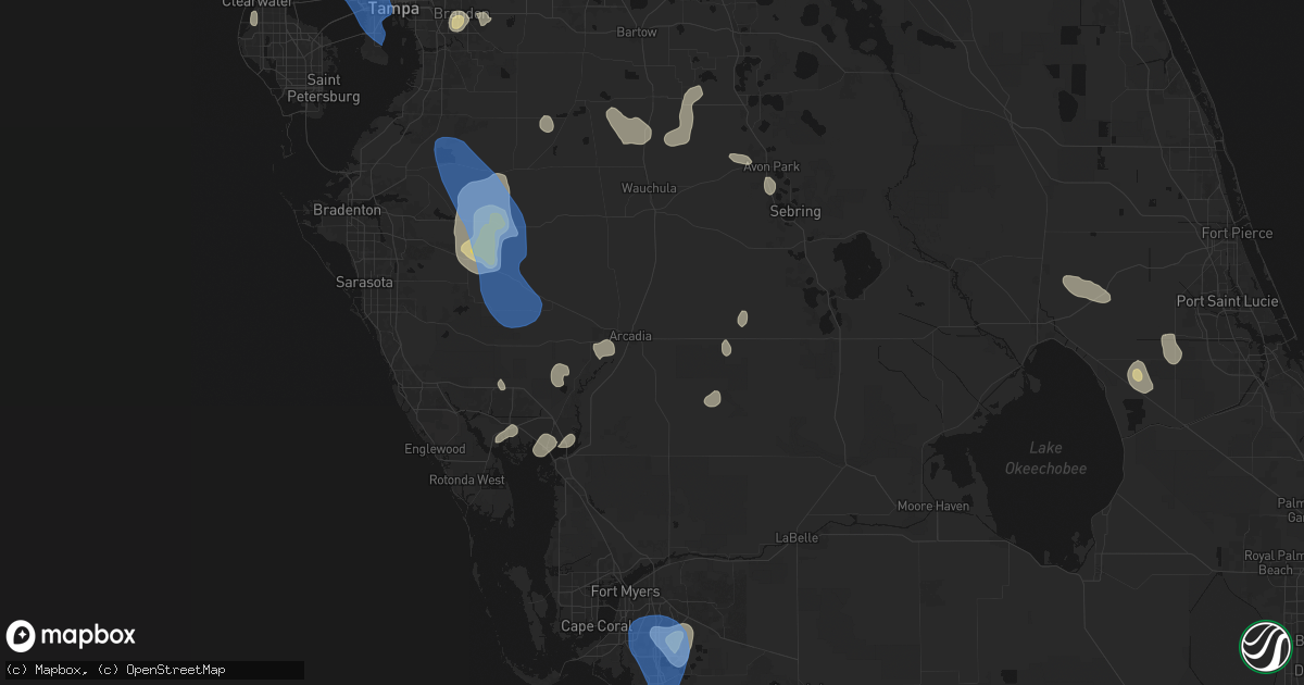 Hail map in Arcadia, FL on July 10, 2026