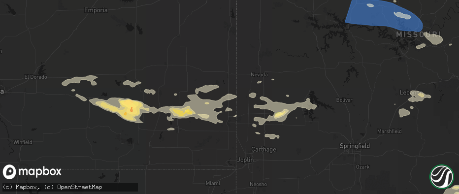 Hail map in Arcadia, KS on July 10, 2026
