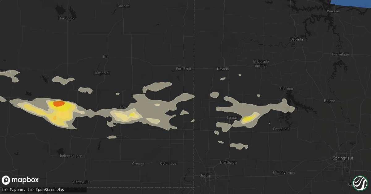 Hail map in Arcadia, KS on July 10, 2026