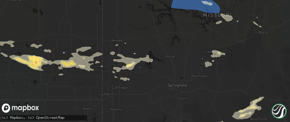Hail map in Arcola, MO on July 10, 2026