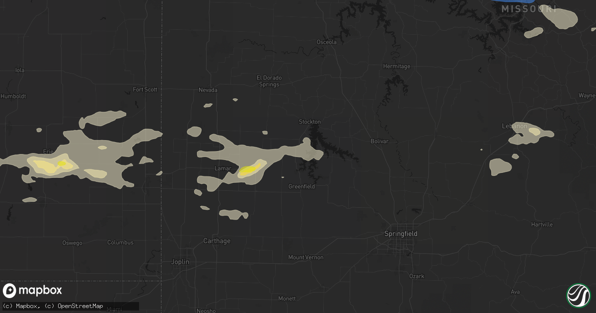 Hail map in Arcola, MO on July 10, 2026