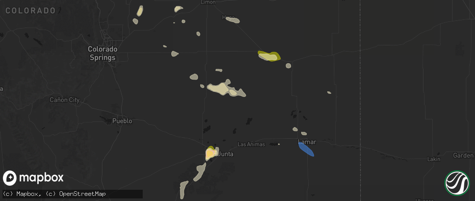 Hail map in Arlington, CO on July 10, 2026