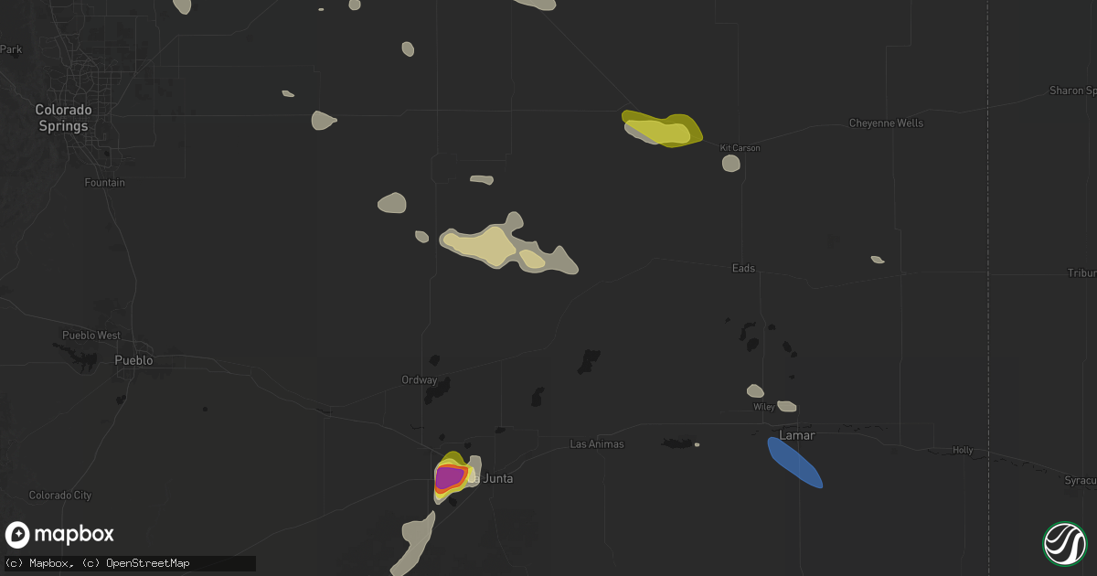 Hail map in Arlington, CO on July 10, 2026