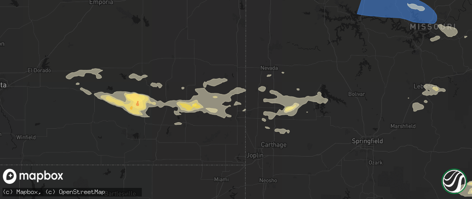 Hail map in Arma, KS on July 10, 2026