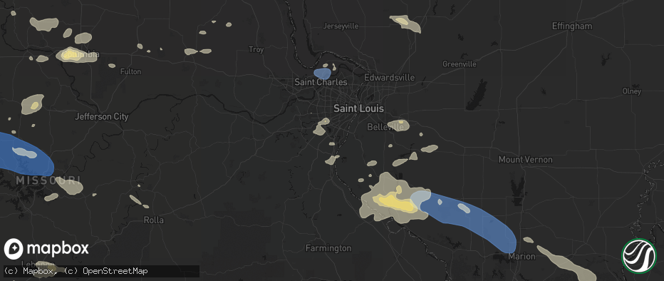 Hail map in Arnold, MO on July 10, 2026