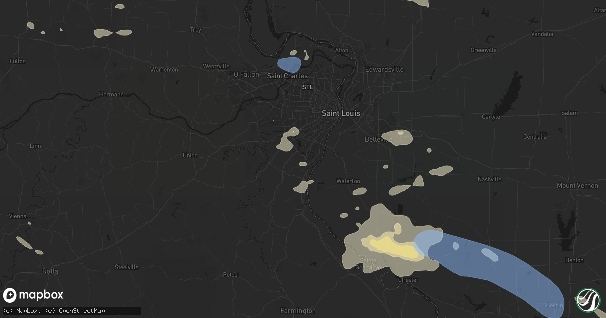 Hail map in Arnold, MO on July 10, 2026