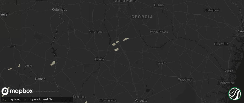 Hail map in Ashburn, GA on July 10, 2026