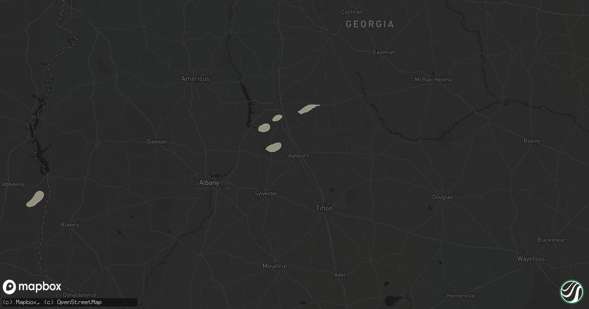 Hail map in Ashburn, GA on July 10, 2026