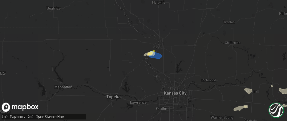Hail map in Atchison, KS on July 10, 2026