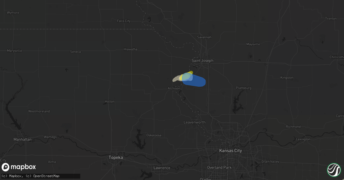Hail map in Atchison, KS on July 10, 2026