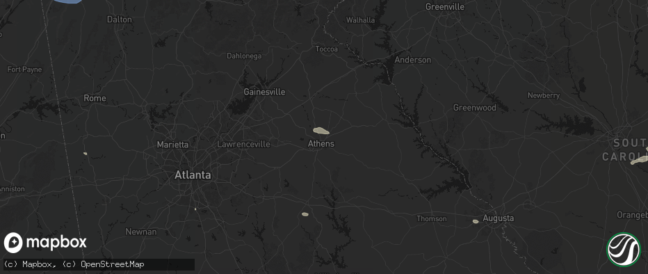 Hail map in Athens, GA on July 10, 2026