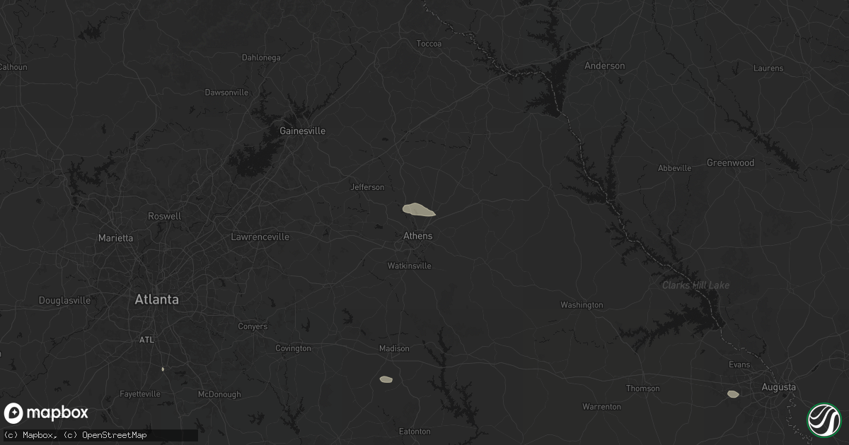 Hail map in Athens, GA on July 10, 2026