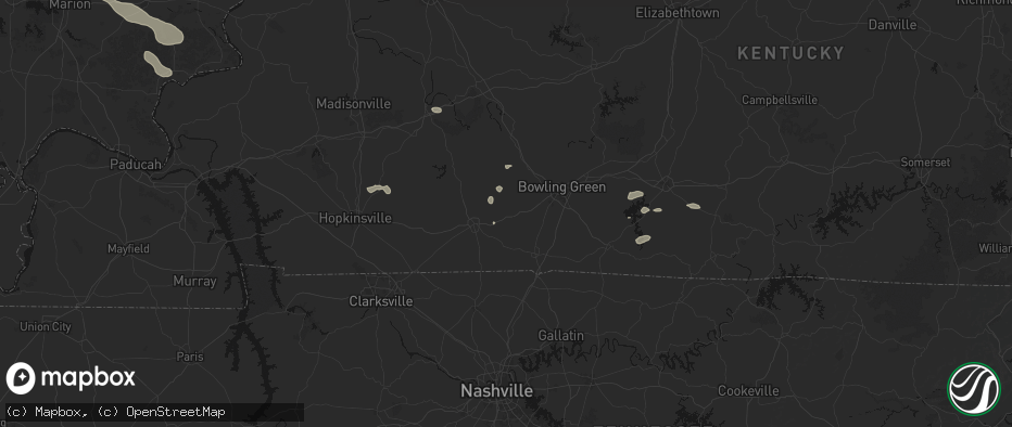 Hail map in Auburn, KY on July 10, 2026