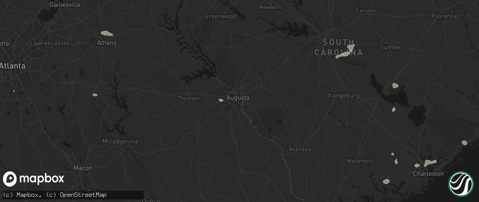 Hail map in Augusta, GA on July 10, 2026