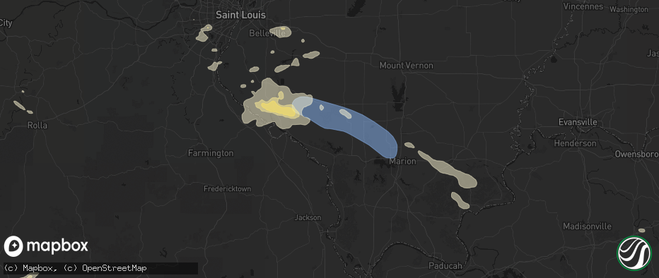 Hail map in Ava, IL on July 10, 2026