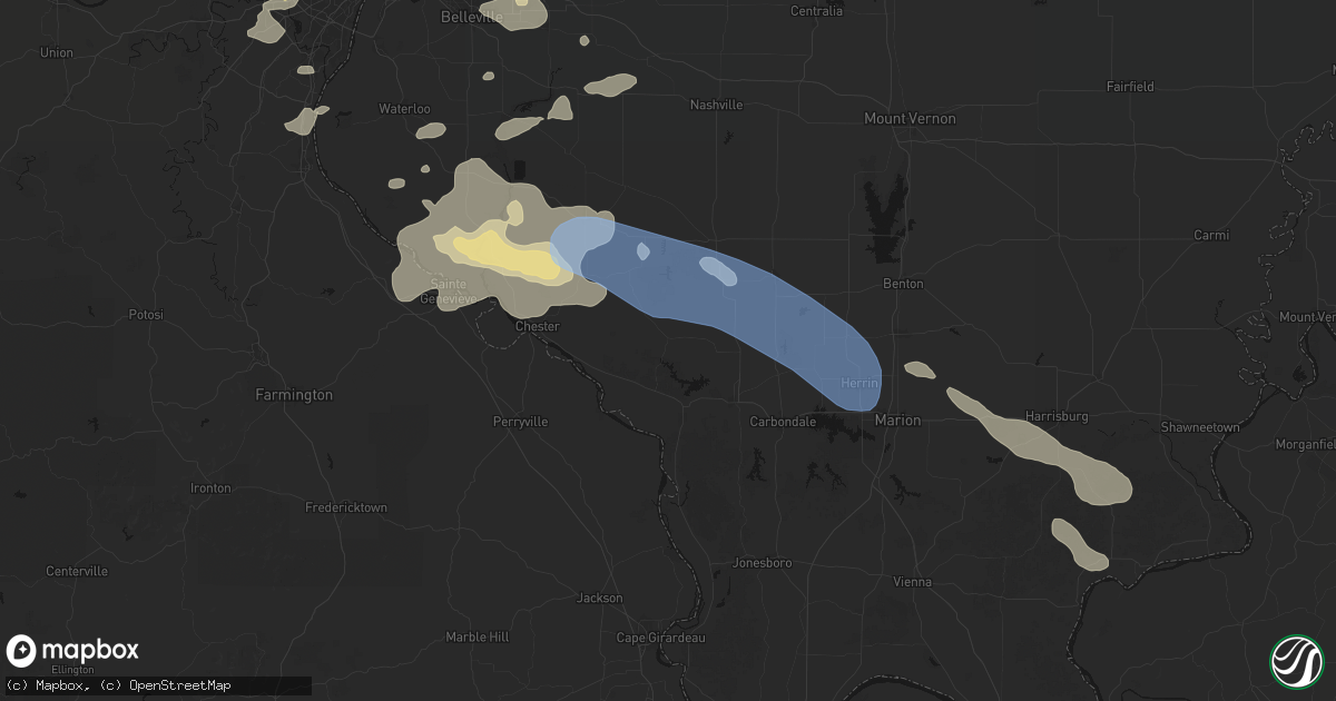 Hail map in Ava, IL on July 10, 2026