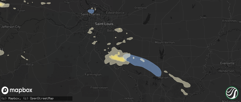 Hail map in Baldwin, IL on July 10, 2026