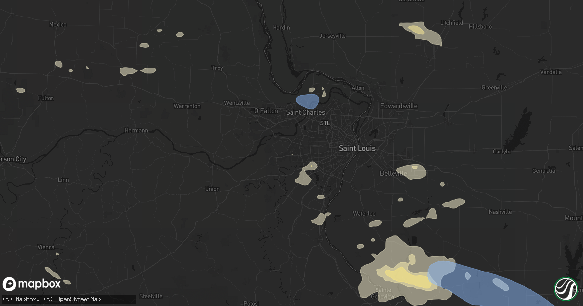Hail map in Ballwin, MO on July 10, 2026