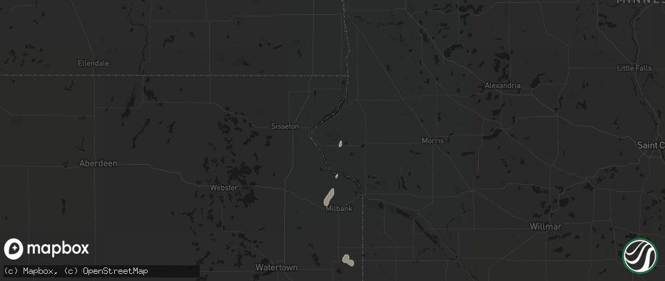 Hail map in Beardsley, MN on July 10, 2026