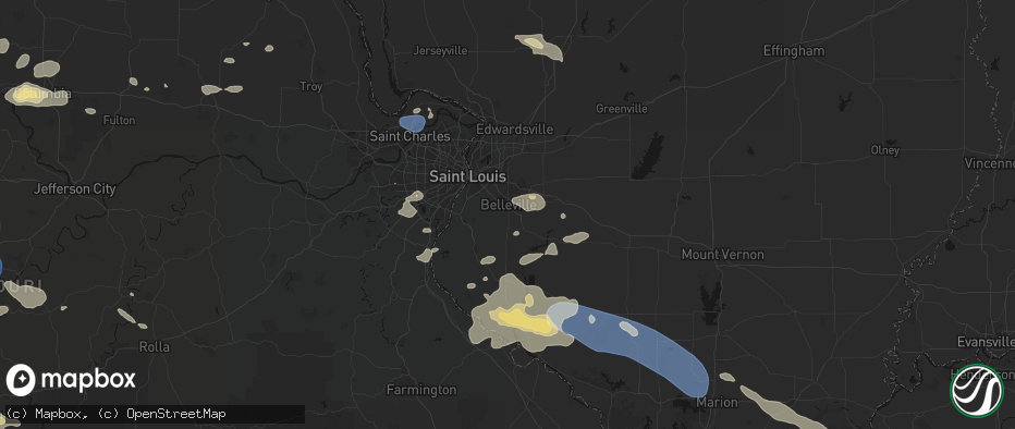 Hail map in Belleville, IL on July 10, 2026