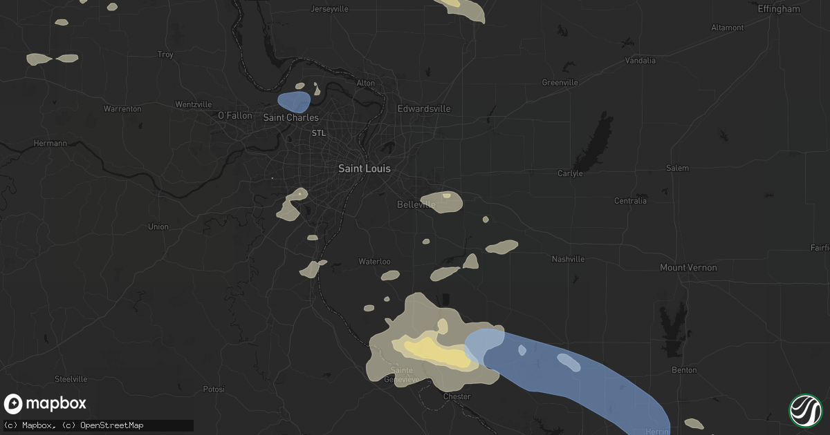 Hail map in Belleville, IL on July 10, 2026