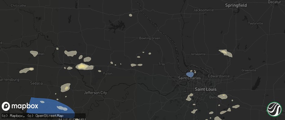 Hail map in Bellflower, MO on July 10, 2026