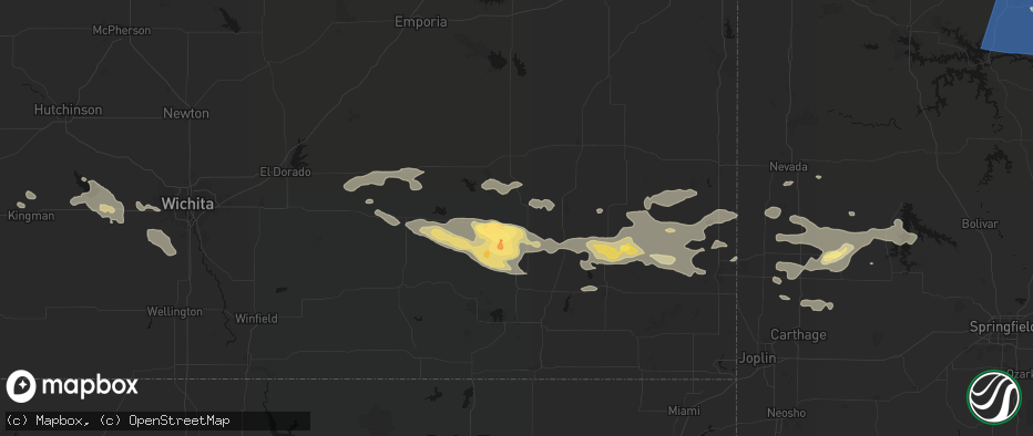 Hail map in Benedict, KS on July 10, 2026