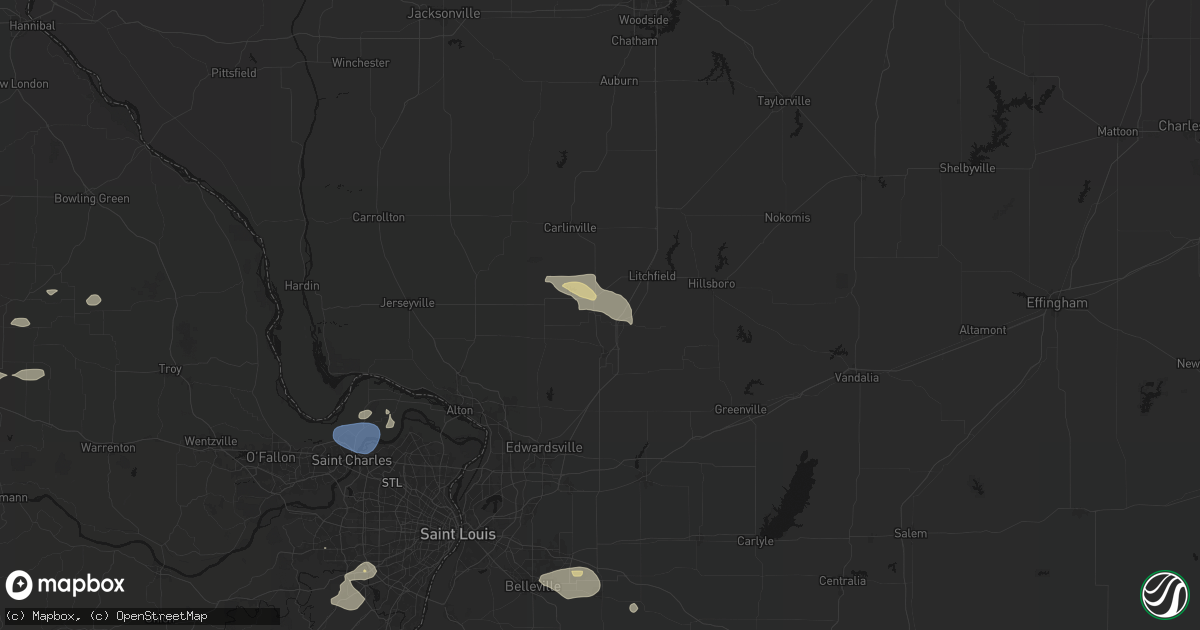 Hail map in Benld, IL on July 10, 2026