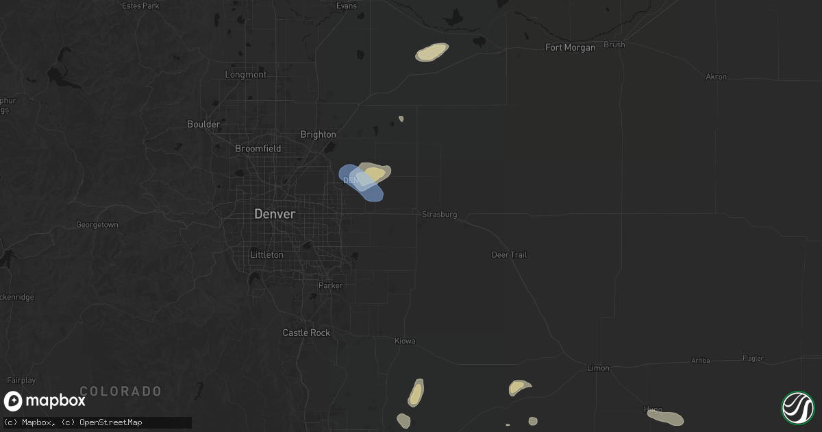 Hail map in Bennett, CO on July 10, 2026