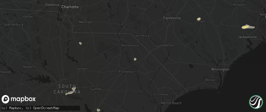 Hail map in Blenheim, SC on July 10, 2026