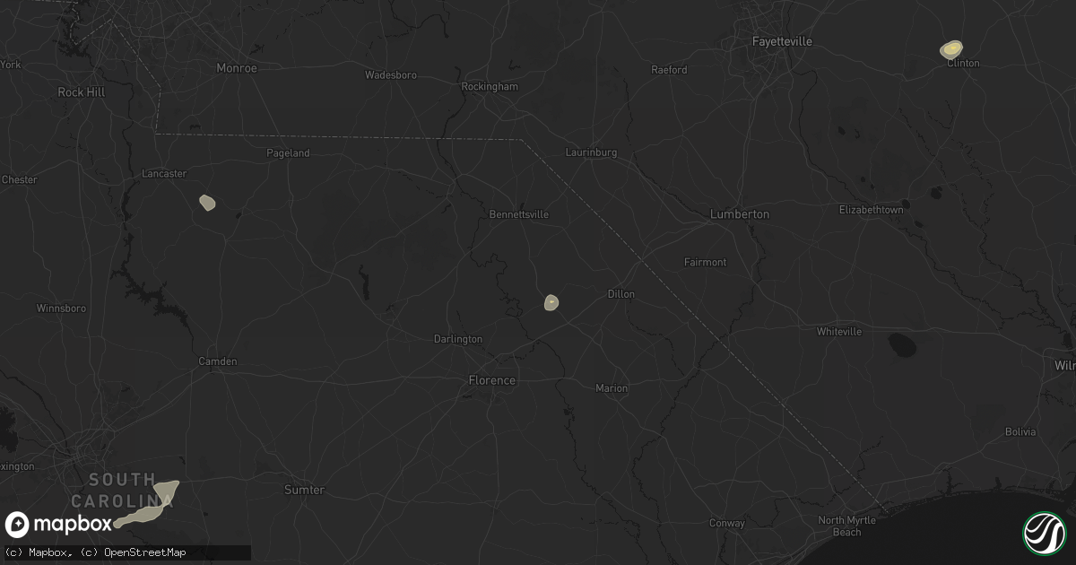 Hail map in Blenheim, SC on July 10, 2026