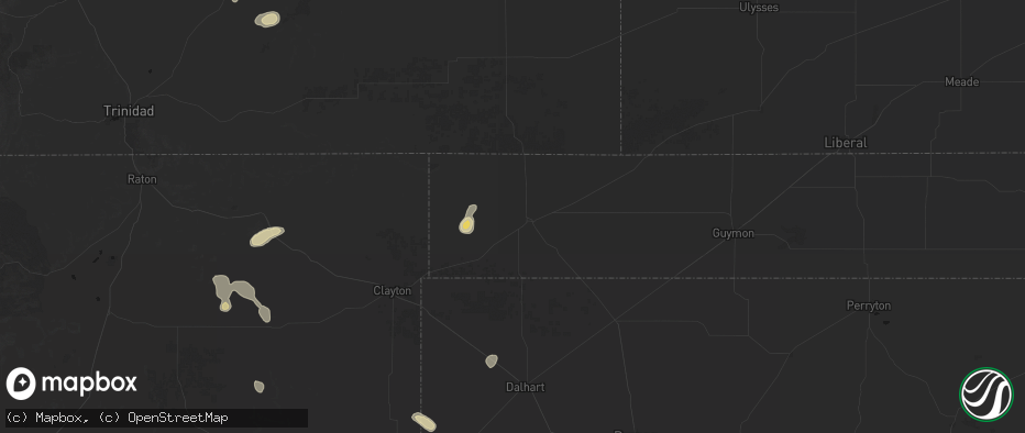 Hail map in Boise City, OK on July 10, 2026