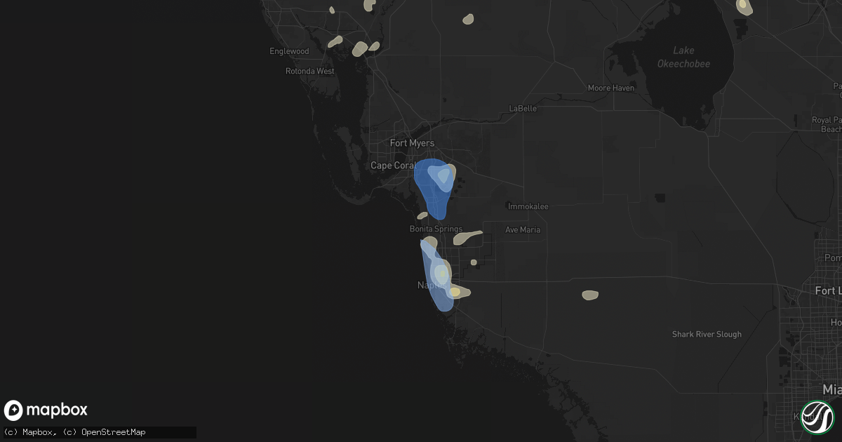Hail map in Bonita Springs, FL on July 10, 2026