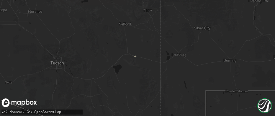 Hail map in Bowie, AZ on July 10, 2026