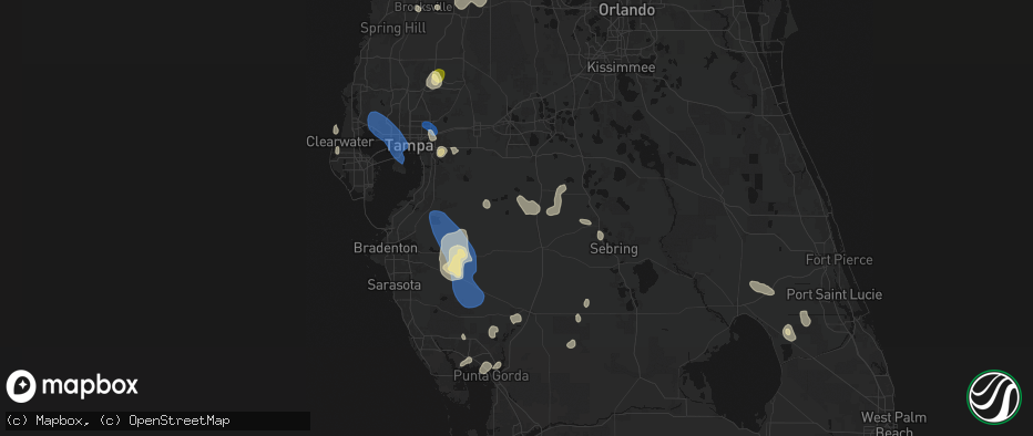 Hail map in Bowling Green, FL on July 10, 2026