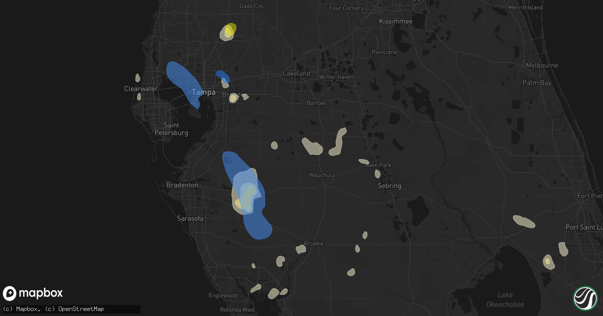 Hail map in Bowling Green, FL on July 10, 2026