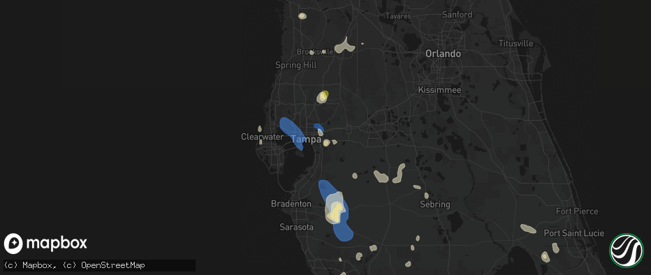 Hail map in Brandon, FL on July 10, 2026