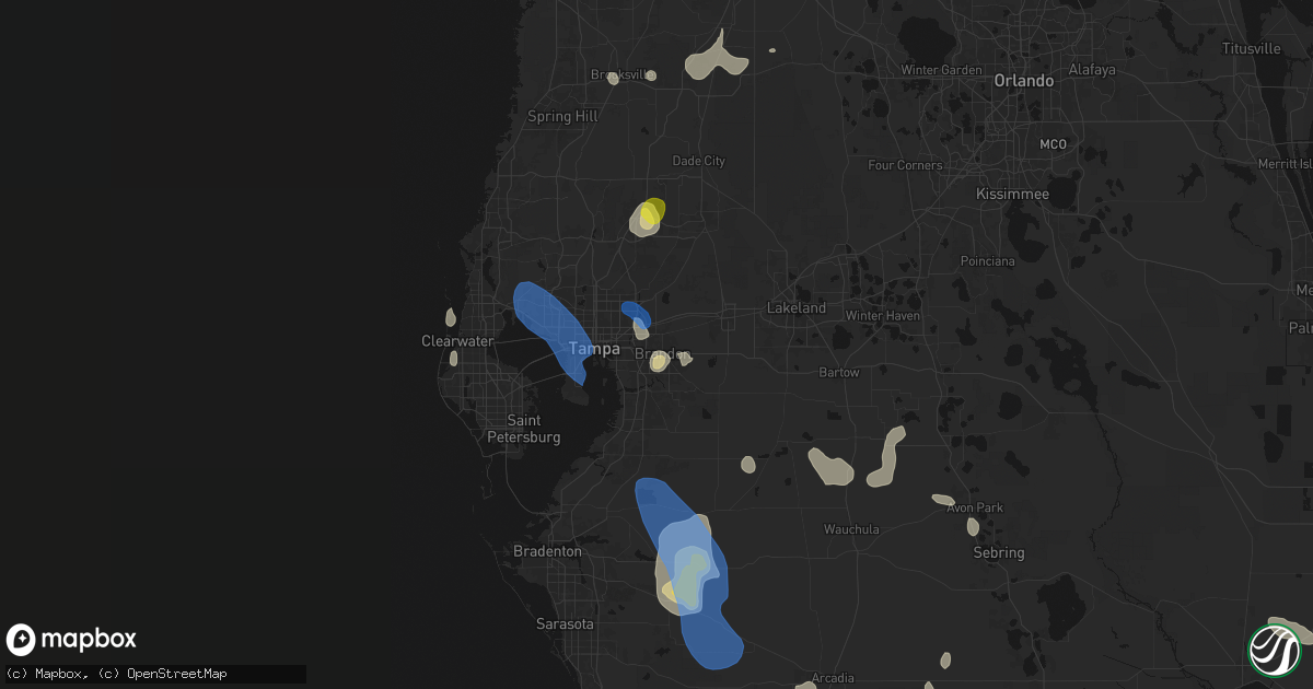 Hail map in Brandon, FL on July 10, 2026