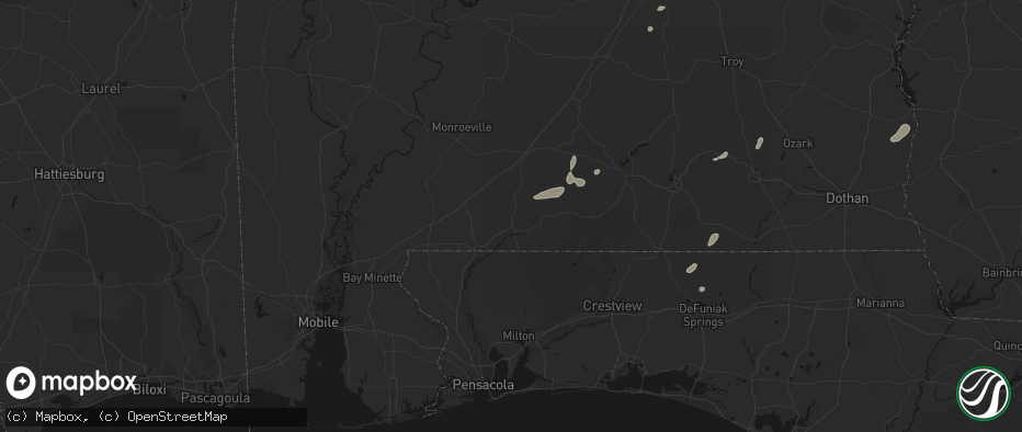 Hail map in Brewton, AL on July 10, 2026